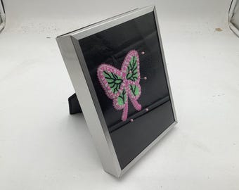 Hand Beaded Framed Pinned Butterfly Display Case - Anishinaabe/Ojibwe Beadwork