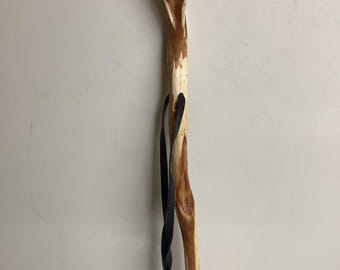 47 3/4 Inch Diamond Willow Hiking Staff: Hand Carved Ojibwe Beaded Tassel