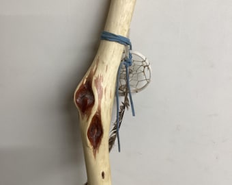 Hand Carved 57 1/2” Diamond Willow Hiking Stick: Hand Carved Ojibwe Staff, Dreamcatcher