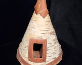 Authentic Birch Bark Tepee "Birdhouse" Anishinaabe/Ojibwe Made - Free Shipping