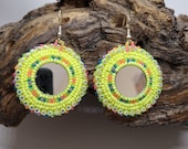 Here Comes the Sun! - Hand-Beaded  Mirror Earrings - Ojibwe/Anishinaabe Made