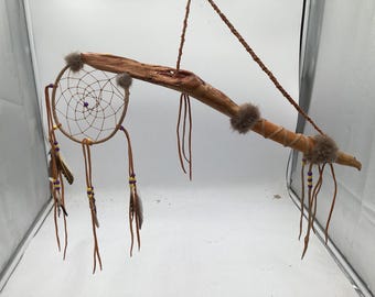 Anishinaabe Dreamcatcher & Diamond Willow Dance Stick - Anishinaabe/Ojibwe made - Free Shipping