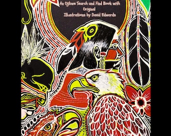 Where&#39;s Makwa?  Fun Ojibwe Language Learning Book with Beautiful Original Illustrations by Artist David Edwards - Free Shipping