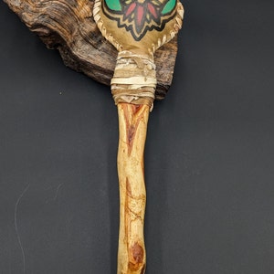 Hand Painted Rawhide Dance Rattle ojibwe/anishinaabe Made Free Shipping ...