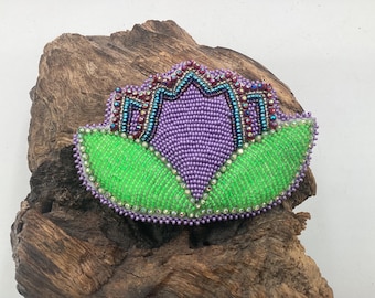 Hand Beaded Flower Barrette - Ojibwe/Anishinaabe Made - Heirloom Quality