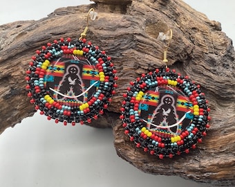 Hand Beaded Indigenous Earrings: Anishinaabe/Ojibwe Beadwork
