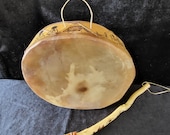 13 Inch Two-Sided  Hand Painted Rawhide Drum  and Beater - Anishinaabe/ Ojibwe Made - Free shipping