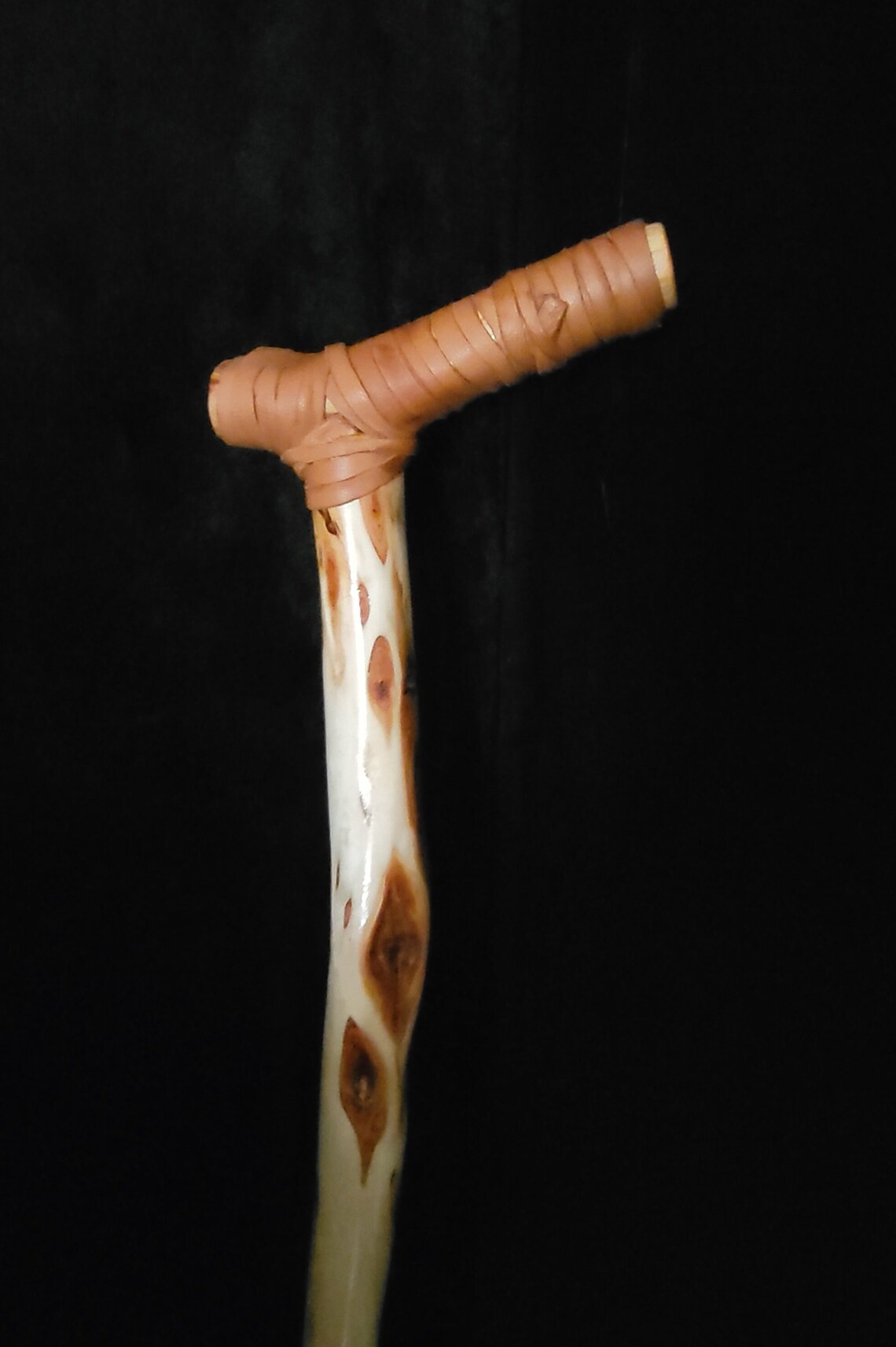 33 Inch Leather Wrapped Handle Diamond Willow Cane Etsy