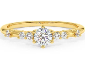 Dainty 0.25Ct Diamond Engagement Ring: 14k Gold Solitaire