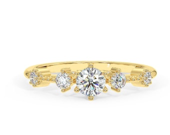 Lab Grown Diamond Engagement Ring: 0.30ctw Round Brilliant, 14k White Gold