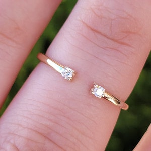 Diamond Ring For Women, 14k Gold Ring, Cuff Ring, Promise Ring, Open Ring, Stacking Ring, Dainty Gold Ring , Diamond Band, Dual Diamond Ring
