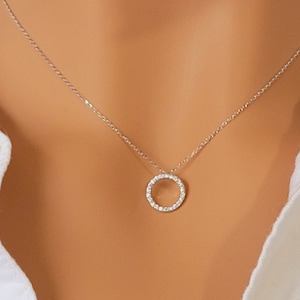 14k Diamant Halskette, Diamant Kette in 14k Gold, Diamant Anhänger in Gold, Gold Anhänger, Geschenk für sie, Diamant Anhänger