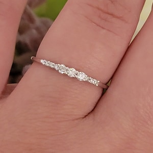 14K White Gold Diamond Ring, Solid Gold Band, Minimalist Engagement Ring, Dainty Ring, Diamond Stacking Ring, 14K Rose, Gift For Her
