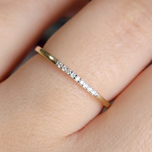 Diamond Wedding Band, Diamond Half Eternity Simple Wedding Band, Anniversary Diamond Ring, Dainty Diamond Ring, Minimalist Gold Ring, White