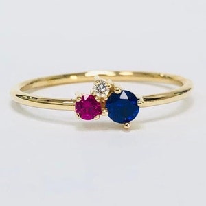Sapphire Cluster Ring, Cluster Gemstone Ring, Blue Sapphire and Ruby Ring, Multi Stone Cluster ring, Birthday Gift For Women, Promise Ring