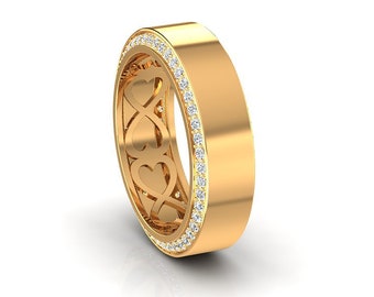 14k Gold Diamond Wedding Band: 6MM Anniversary Ring