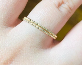 Twist Ring, 14k Twisted Gold Ring, 1.2mm Wedding Ring, Minimalist Gold Ring, Thin Twisted Rope  Wedding Band, Dainty Gold  Ring, White, Rose