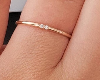 14k Gold Simple Wedding  Ring, 1.2mm Stacking Gold Ring, Thin Plain Band, Diamond Wedding Band,  Dainty Minimalist Gold Band, Rose, White