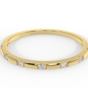 14K Gold Diamond Eternity Ring: Dainty Stacking Wedding Band
