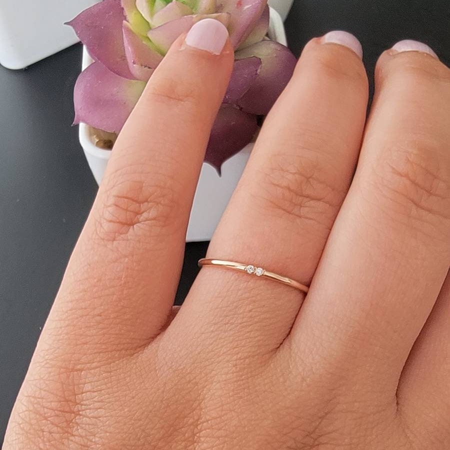 Dainty 3 Stone Ring: Gold, Rose Gold and White Gold - Jewelry Company Trove  & Co.