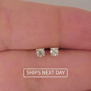 Diamond Stud Earrings, 14k Gold Studs, Real Diamond Studs, Minimalist Earrings, Solitaire Earrings, Dainty Earrings, Natural Diamond