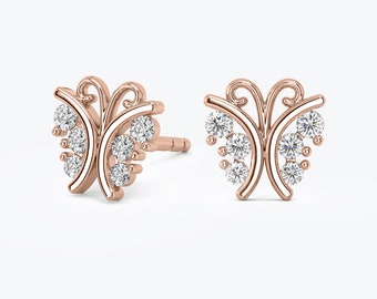 Diamond Earrings, 14k Gold Earrings, Minimalist Earrings