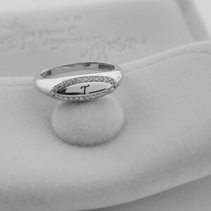 14K gold diamond signet ring minimalist design on white background