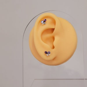 Gemstone Cluster Stud Earrings, Multi-Gemstone Color Earrings, 14K Solid Yellow Gold Birthstone Studs, Anniversary Gift, White Stud Earrings image 10