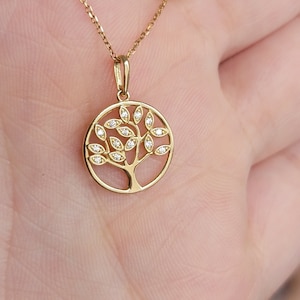 Diamond Necklace, Tree of Life Diamond Necklace, 14k Solid Gold Charm,Tree  Pendant With Natural Diamonds, Tree Necklace, Diamond Pendant,