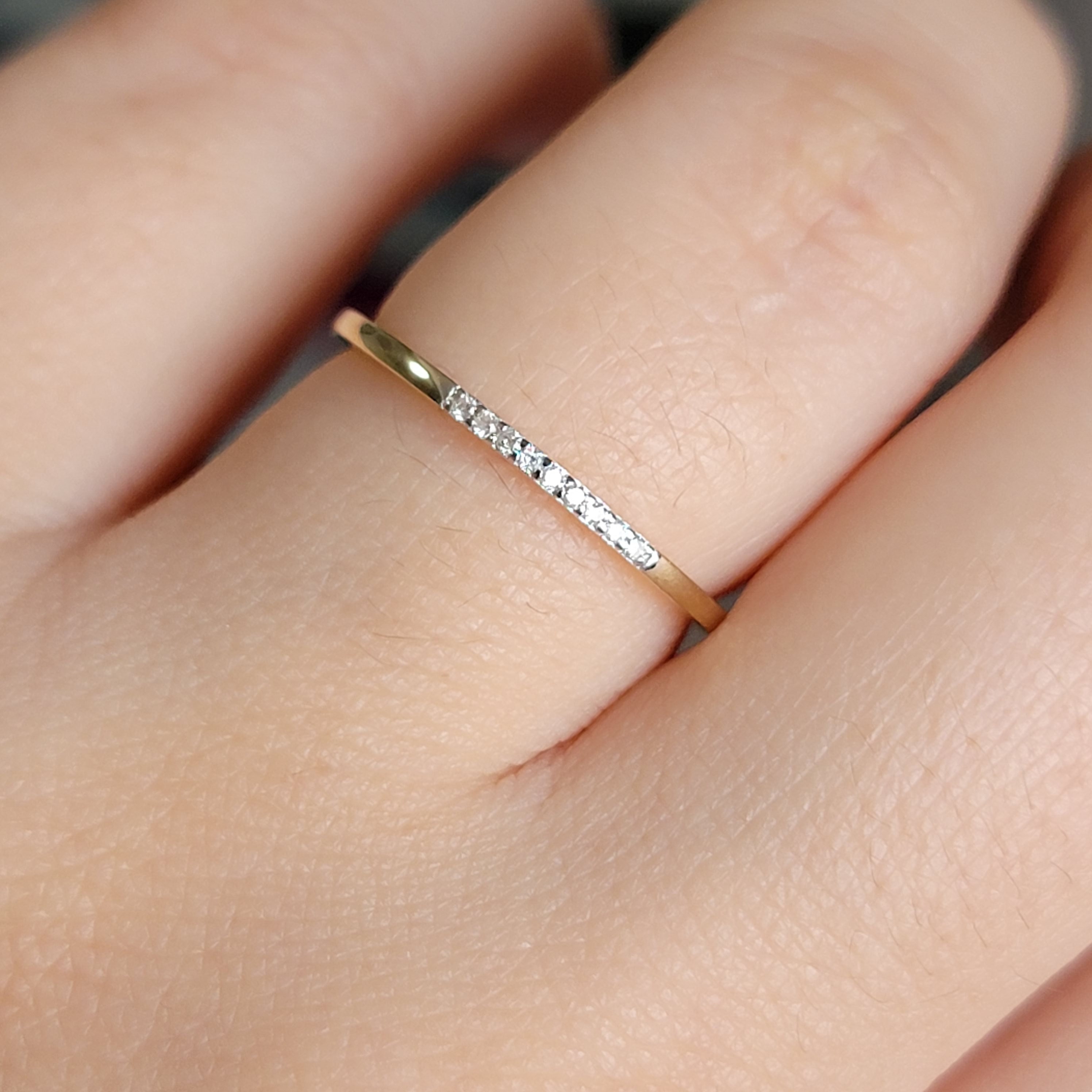 Dainty 14k Gold Diamond Wedding Band, Half Eternity Anniversary Ring - Etsy