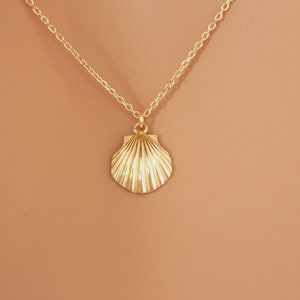 14k Gold Sea Shell Charm Necklace, Gold Shell Pendant, Women Dainty Everyday Necklace, Delicate Shell Necklace, Dainty Sea Lover Gift