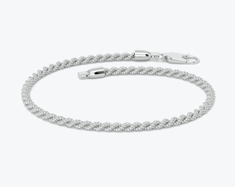 Handmade 14K Gold Rope Chain Bracelet: 2.5mm Twisted Stacking Anklet