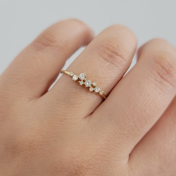 14K Solid Gold Round-Cut Anniversary Ring Nine-Stone Anniversary Ring For  Women | The Karat Store
