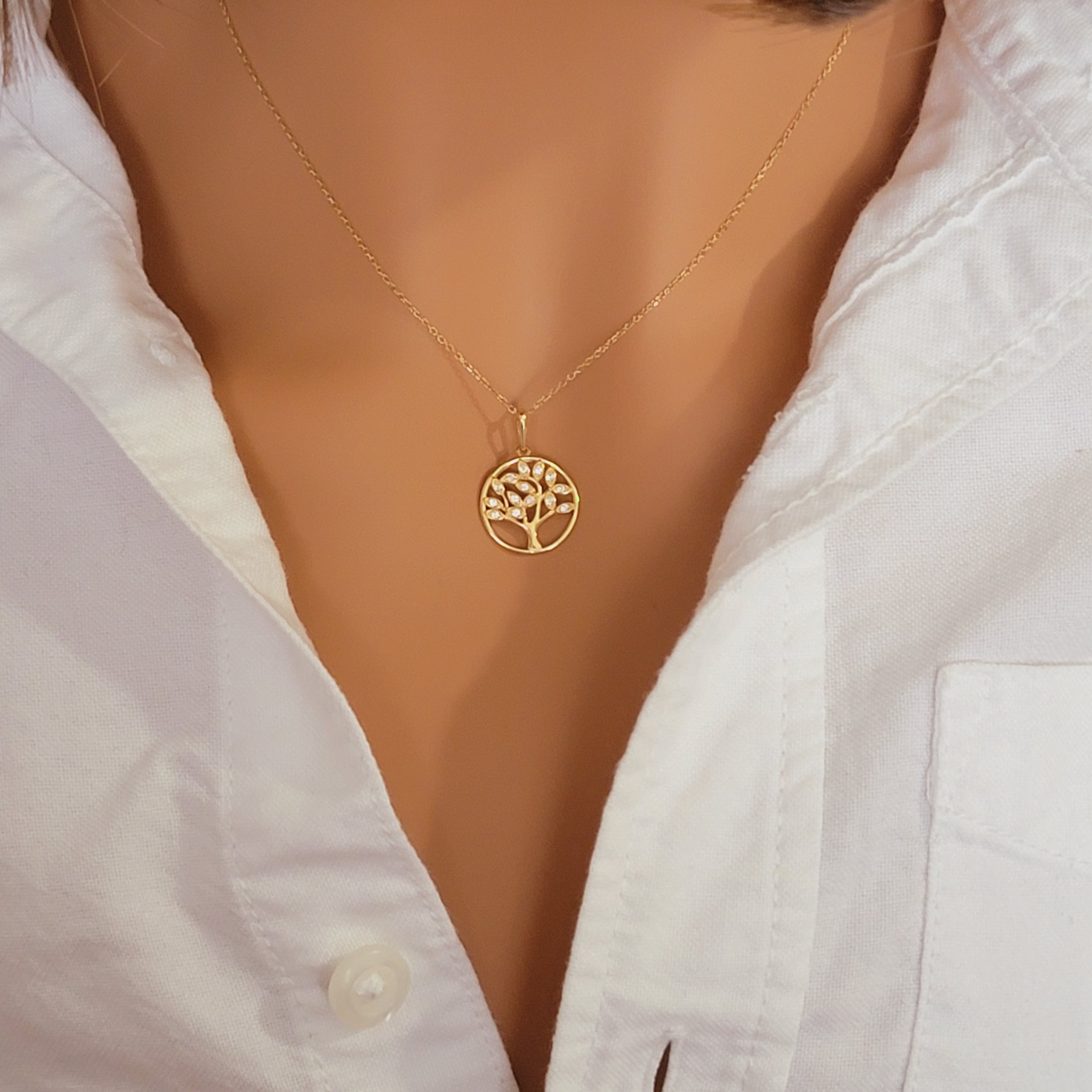 14k Solid Gold Diamond Tree of Life Pendant Necklace - Etsy