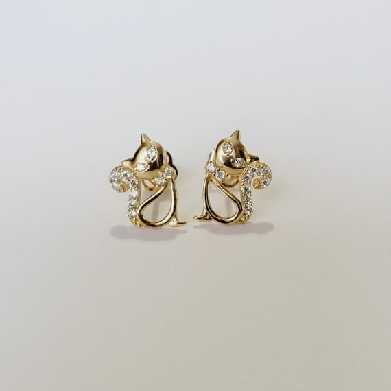 Cat diamond best sale earrings