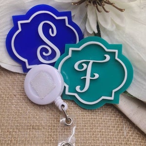 Personalized Badge Reel 4, Interchangeable, Nurse Badge Reel, Professional Id Badge, Cute Badge Reel, Letter Script, 3D, Ships out next day