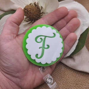 Personalized Badge Reel 3 Interchangeable, Nurse Badge Reel, Professional Id Badge, Cute Badge Reel, Scalloped Circle,3D, Ships out next day