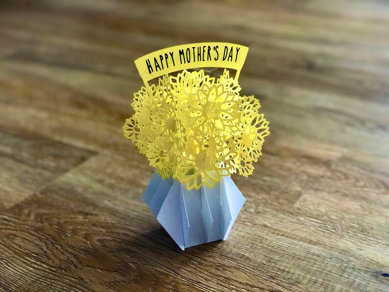 3D Folding Paper Cardstock Pop Up Flowers SVG PNG JPG files for Cut Machines (Sunflower) 