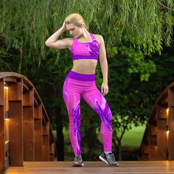 Hot Pink Liquid Leggings Womens Yoga High Rise Workout Pants | Etsy