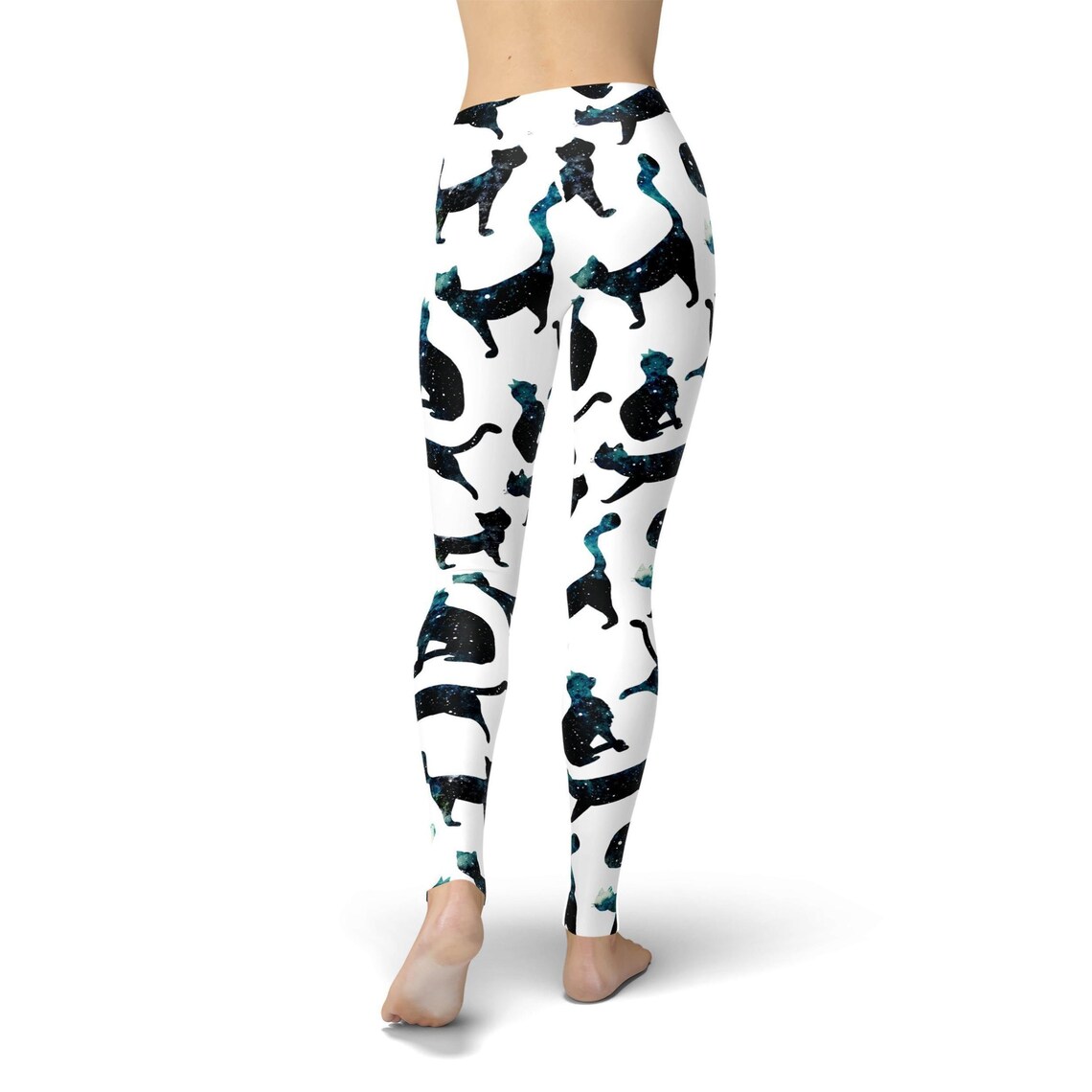 Black Space Cats Leggings Womens High Waisted Cat Lover Etsy