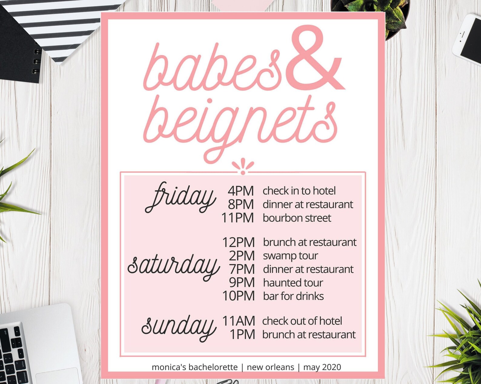 Bachelorette Party Itinerary New Orleans NOLA Bachelorette Etsy