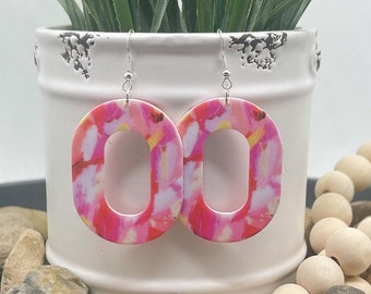 Multi-Color Oval Earrings | Acrylic Earrings | Acrylic Oval Earrings | Spring Earrings | Gift For Her | Hypoallergenic