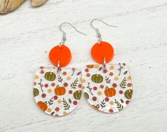 Acrylic Fall Pumpkin Earrings