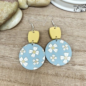 Floral Patterned Acrylic Earrings | Floral Earrings | Boho Earrings | Earrings | Flower Earrings | Hypoallergenic | Gift For Her | Jewelry