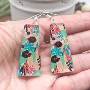 Acrylic Flower Patterned Earrings | Floral Earrings | Acrylic Earrings | Dangle Earrings | Boho Earrings | Gift For Her | Hypoallergenic