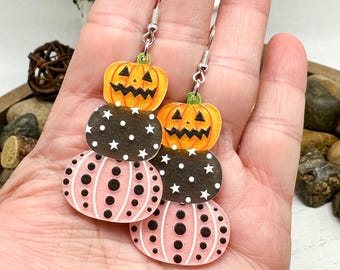 Stacked Acrylic Pumpkin Earrings