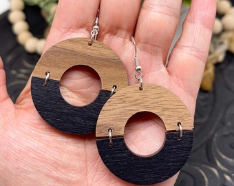Boho Wood Hoop Earrings