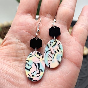 Pastel Tortoise Shell Acrylic Dangle Earrings