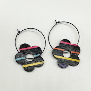 Leather Buttercup Charm with Black Hoops