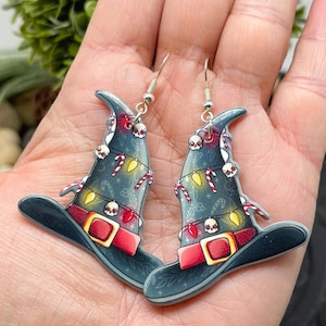 Acrylic Witch Hat Christmas Earrings